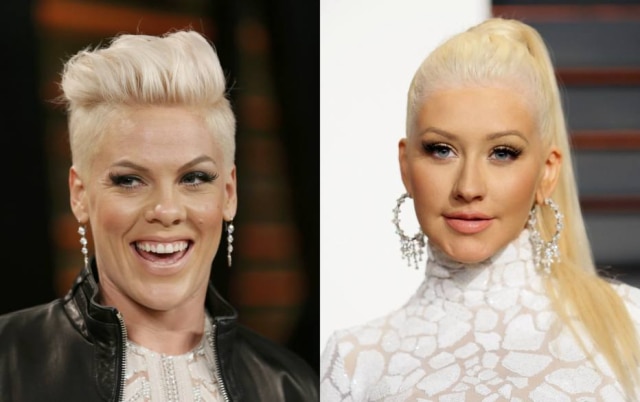 REUTERS/Danny Moloshok Pink e Christina Aguilera se desentenderam quando eram mais jovens.