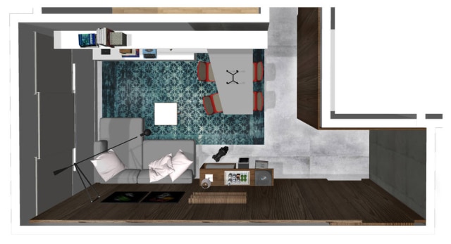 Ana Yoshida Arquitetura e Interiores Planta da sala projetada pela arquiteta