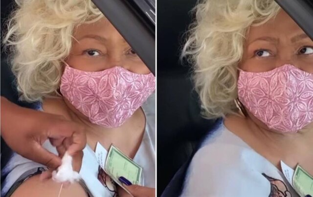 Instagram/ @alcionemarrom Alcione foi vacinada contra codi-19 nesta quarta-feira, 24