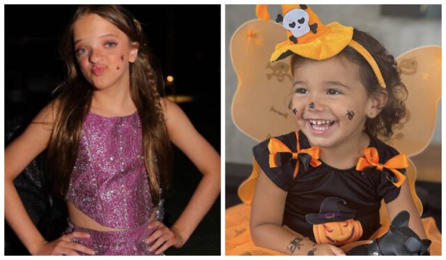 Instagram/@ticipinheiro As filhas da apresentadora Ticiane Pinheiro, Rafaella e Manuella, que se fantasiaram para o Halloween