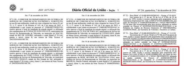 Reprodução/Diário Oficial da União Decisão foi publicada no 'Diário Oficial da União'