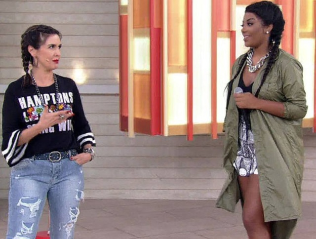 Reprodução/TV Globo Fátima Bernardes dança funk com Ludmilla no 'Encontro'.
