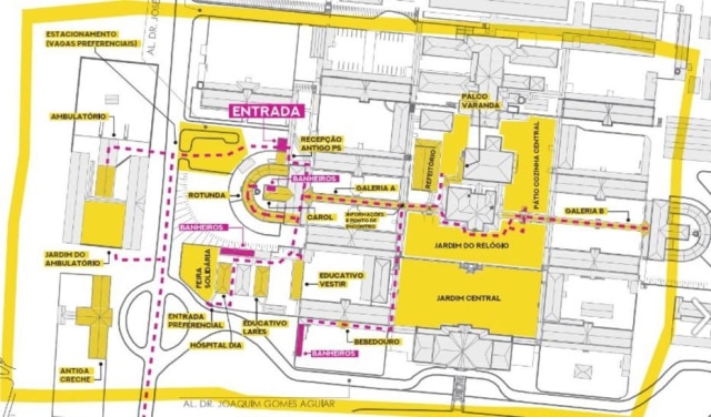 Divulgação / Soy Loco Por Ti Juquery Mapa do pavilhão desativado do complexo hospitalar do Juquery, onde ocorre o Soy Loco Por Ti Juquery. Antes, lugar era usado para abrigar pacientes psiquiátricos de longa duração.