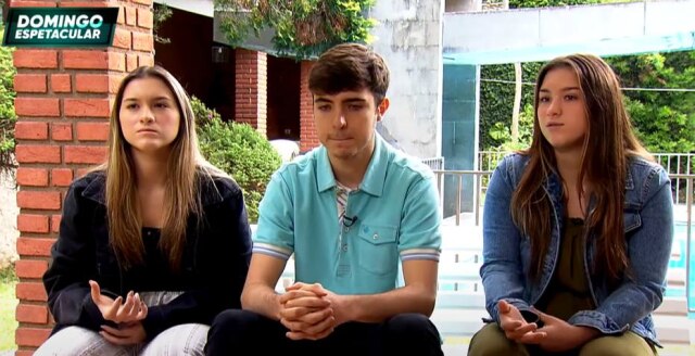 Record TV / Reprodução Os três filhos de Gugu Liberato, Marina, João Augusto e Sofia, falaram sobre a morte do pai