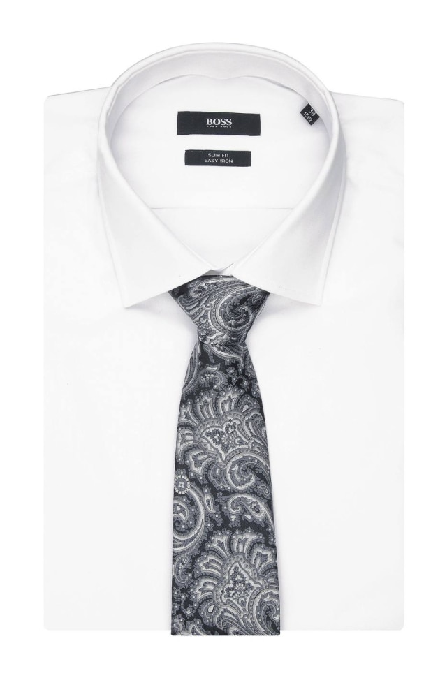 Divulgação/ Hugo Boss Gravata regular com estampa Paisley