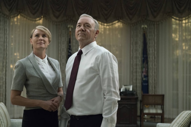 David Giesbrecht/ Netflix Cena da série 'House of Cards', na Netflix, com Robin Wright e Kevin Spacey
