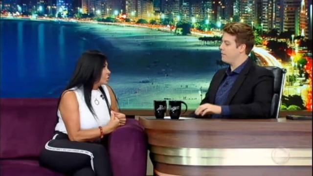 Reprodução de cena do 'Programa do Porchat'/Record TV A cantora Gretchen revelou, em entrevista no 'Programa do Porchat', que foi vítima de violência doméstica em um dos seus casamentos