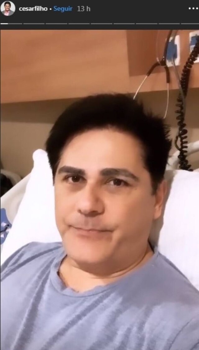 Instagram/@cesarfilho O apresentador César Filho, que está internado no Hospital Sírio Libanês, em São Paulo, após diverticulite.