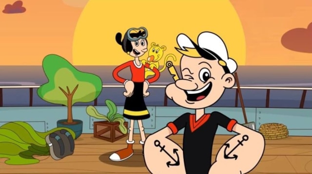 Youtube/Popeye And Friends Official O novo Popeye, que come espinafre orgânico e usa apito no lugar do cachimbo.
