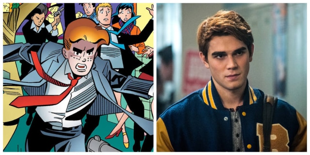 Archie Comics Publications/Handout via Reuters | Dean Buscher/CW Personagem Archie Andrews na história em quadrinho e na série 'Riverdale'.