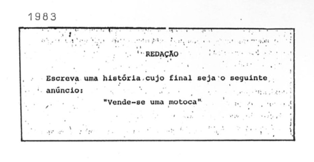 Reprodução Prova de Redação de 1983. Clique aqui para saber mais