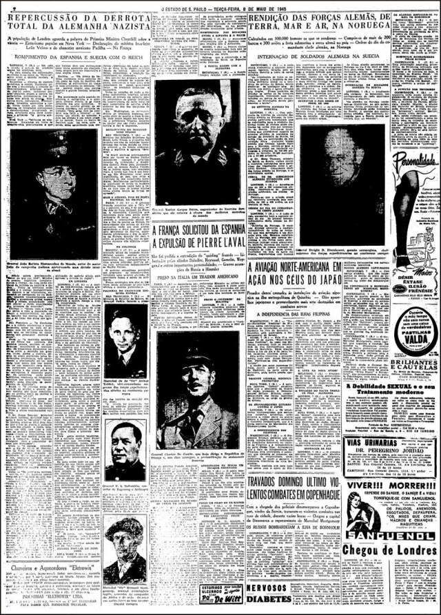 Acervo/Estadão O Estado de S.Paulo - 08/5/1945clique aqui para ver a página
