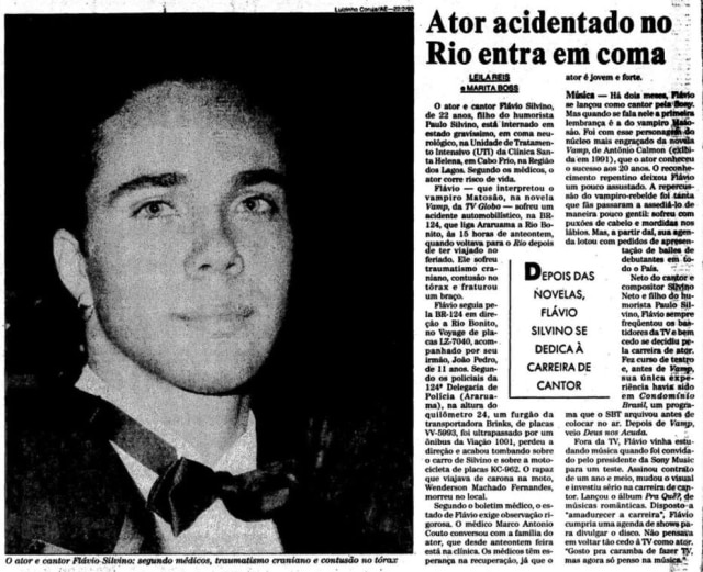 Acervo / Estadão Notícia sobre acidente de Flávio Silvino veiculada no Estadão