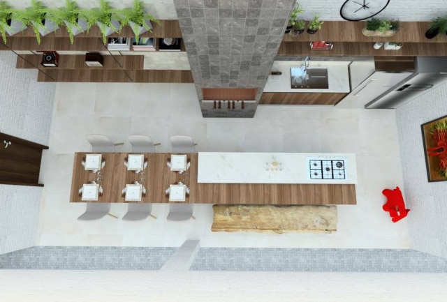 ESTÚDIO ARAMBI Planta da área gourmet projetada para o leitor do Casa