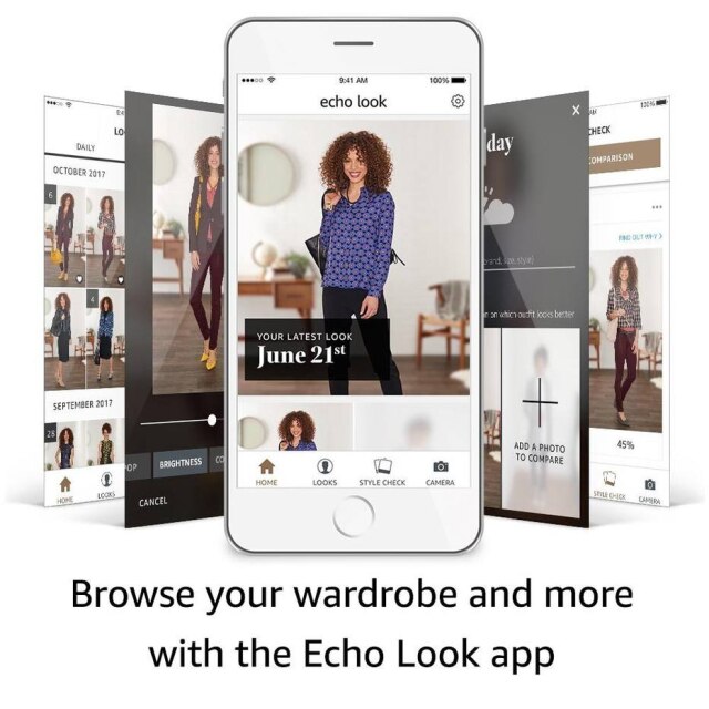 Divulgação Amazon Além de organizar um lookbook do seu dia-a-dia, por meio do recurso Style Check o Echo Look avalia suas melhores combinações e te apresenta novas marcas e opções de compras