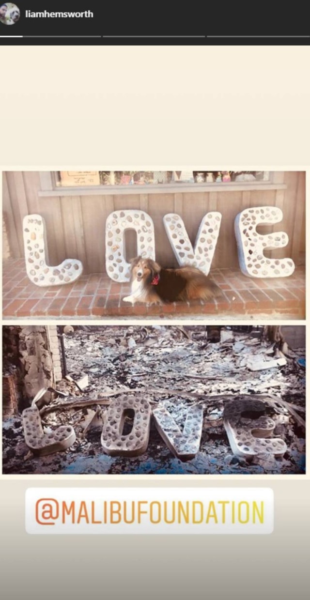 Instagram / @liamhemsworth Story publicado por Liam Hemsworth.