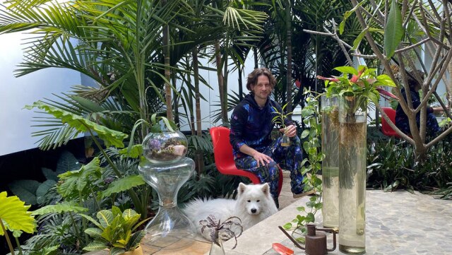 Pri Novo Decornautas O diretor criativo André Rodrigues em meio às plantas que cultiva em sua casa no Sumaré