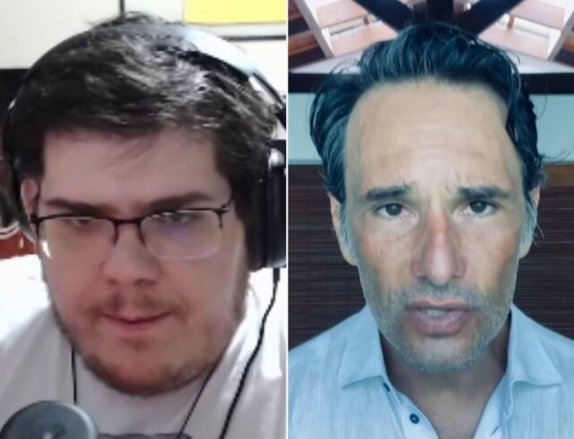 Twitch e Instagram/@rodrigosantoro Casimiro e Rodrigo Santoro se mobilizaram para ajudar Petrópolis, na região serrana do Rio de Janeiro, após os temporais de terça, 15
