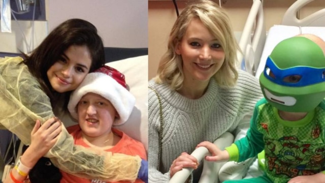 Reprodução/Instagram | Twitter Selena Gomez e Jennifer Lawrence visitaram hospitais infantis no Natal.