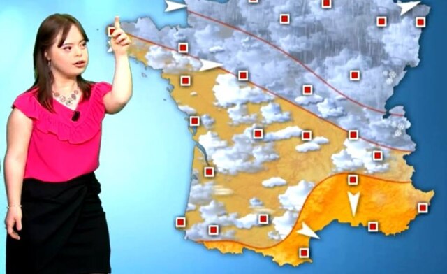 https://www.facebook.com/france2/videos/10155879800157598/ Garota com Síndrome de Down apresenta previsão do tempo em canal francês