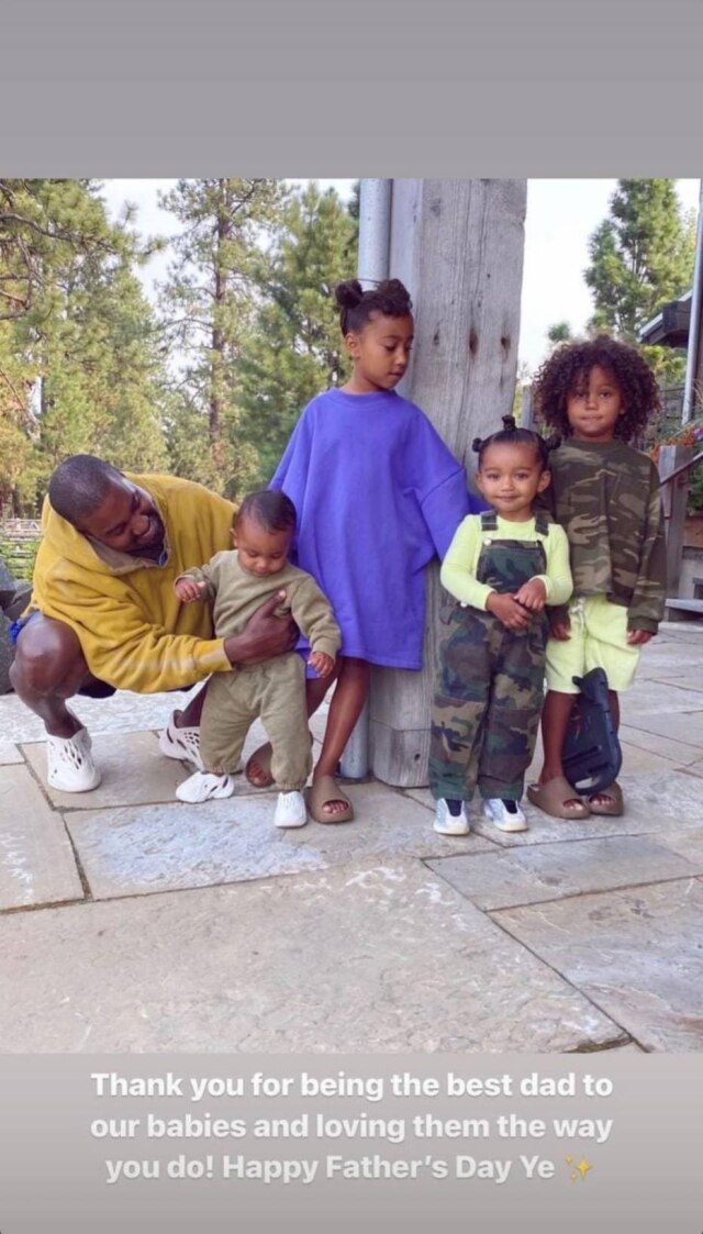 Instagram/Stories/@kimkardashian Em suas redes sociais, Kim Kardashian escreveu mensagem de Dia dos Pais para Kanye West.