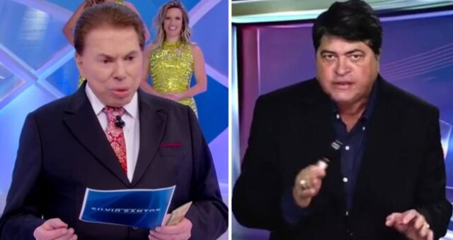 Reprodução de cena de 'Programa Silvio Santos' (2018) / SBT | Instagram / @datenareal Silvio Santos e Datena