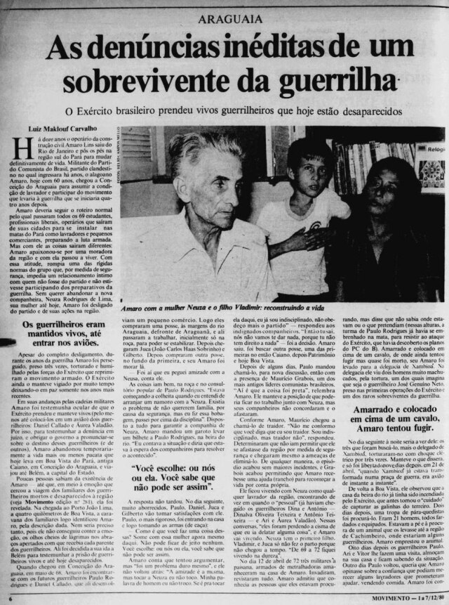 Biblioteca Nacional Reportagem de Luiz Maklouf Carvalho no jornal Movimento em 1980.