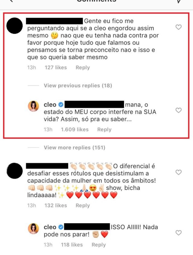 Instagram/@cleo Cleo é criticada em rede social e responde.