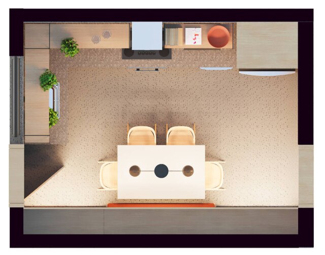 Cristina Barbara Arquitetura Nova planta da cozinha, projeto da designer de interiores Cristina Barbara.