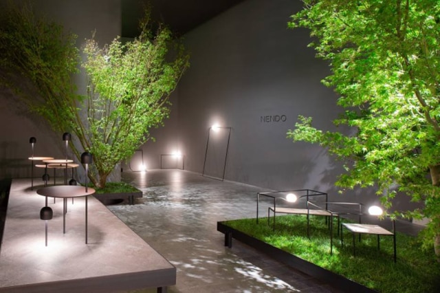 Nendo Jardim projetado pelo designer Oki Sato para a Flos, com peças que mesclam móveis, sinalização e luminárias