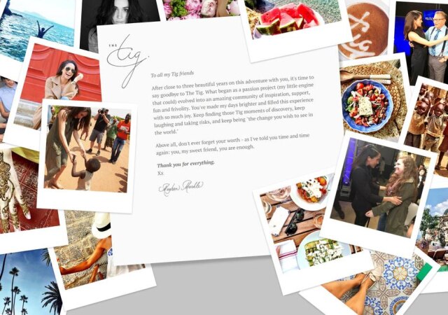 The Tig/Reprodução Mensagem que Meghan Markle deixou em seu site ao encerrá-lo em 2017.