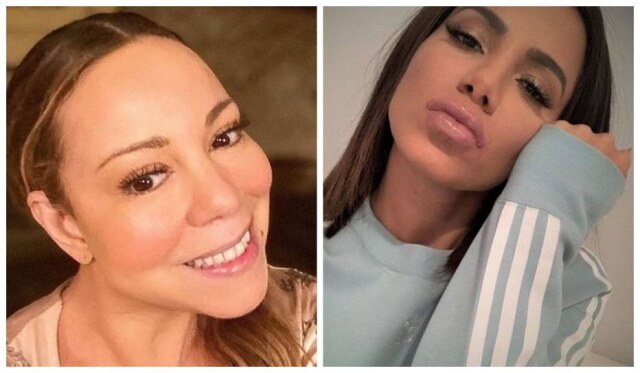 Instagram/@mariahcarey/@anitta As cantoras Anitta e Mariah Carey, que se encontram em Aspen.