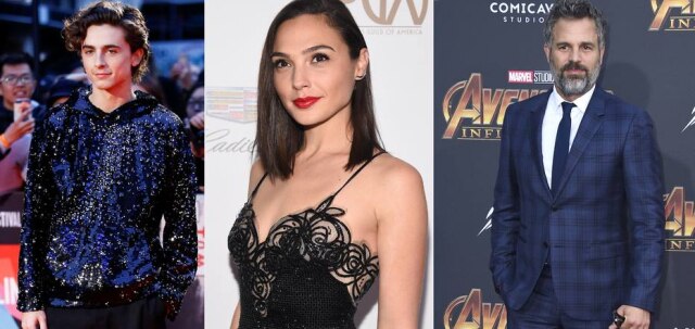 Henry Nichols / Reuters I Phil McCarten / Reuters I Jordan Strauss / Invision/ AP Timothée Chalamet, Gal Gadot e Mark Ruffulo estão entre os anunciados