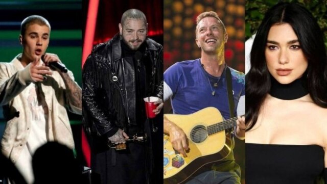 Mario Anzuoni/Reuters, AP Photo/Chris Pizzello, Scott Roth/Invision/AP e Henry Nicholls/Reuters Rock in Rio anuncia que dias de Justin Bieber, Post Malone, Coldplay e Dua Lipa estão com ingressos esgostados.