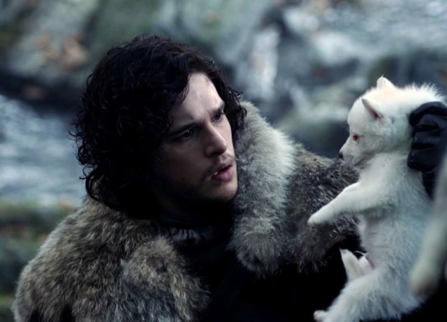 Helen Sloan/HBO Jon Snow e seu lobo, Fantasma, na primeira temporada da série.