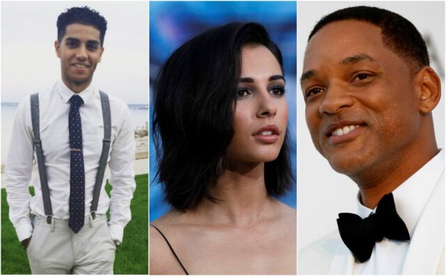 Instagram.com/menamassey | Reuters / Mario Anzuoni | Reuters / Stephane Mahe A DIsney anunciou os protagonistas da versão live-action de 'Aladdin': Mena Massoud como Aladdin, Naomi Scott como Jasmine e Will Smith como Gênio.