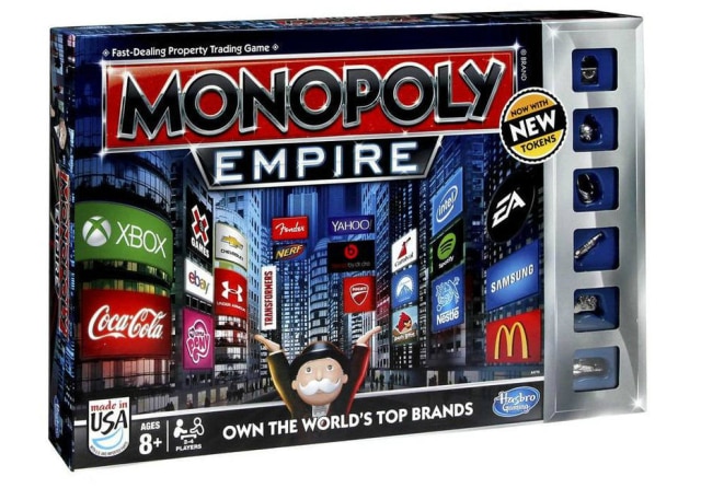 Divulgação Monopoly Império tem logotipos de 22 marcas em sua embalagem e no tabuleiro