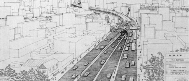 Prefeitura de São Paulo Perspectiva do projeto original do Minhocão, de 1969