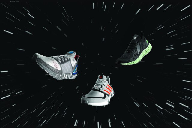 Adidas/Divulgação Adidas lança três modelos de tênis inspirados em 'Star Wars' cujos preços variam de R$ 800 a R$ 1,5 mil.