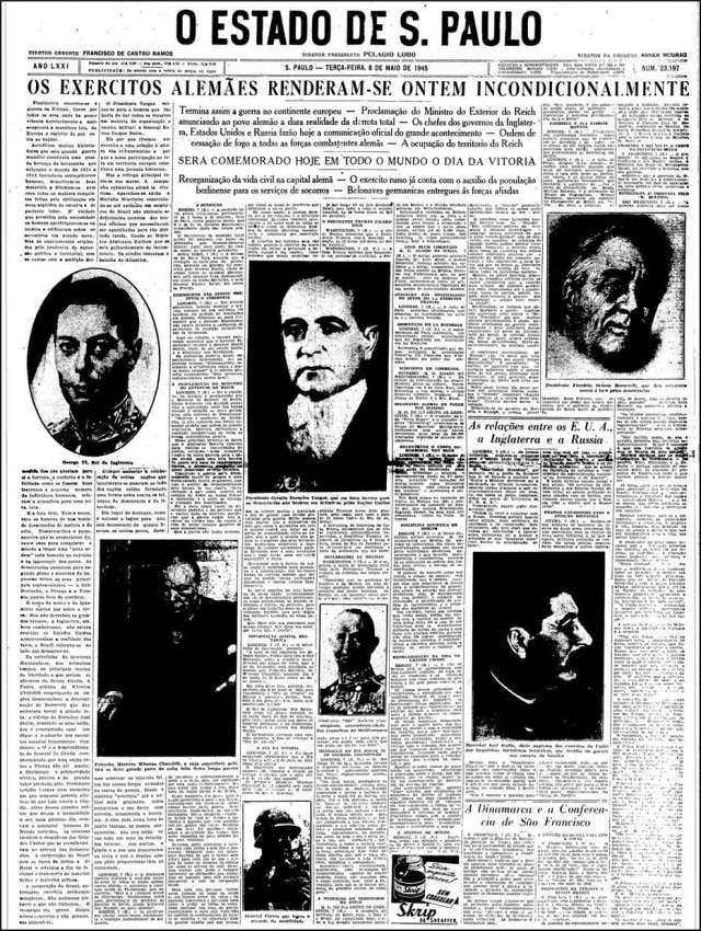 Acervo/Estadão O Estado de S.Paulo - 08/5/1945clique aqui para ver a página