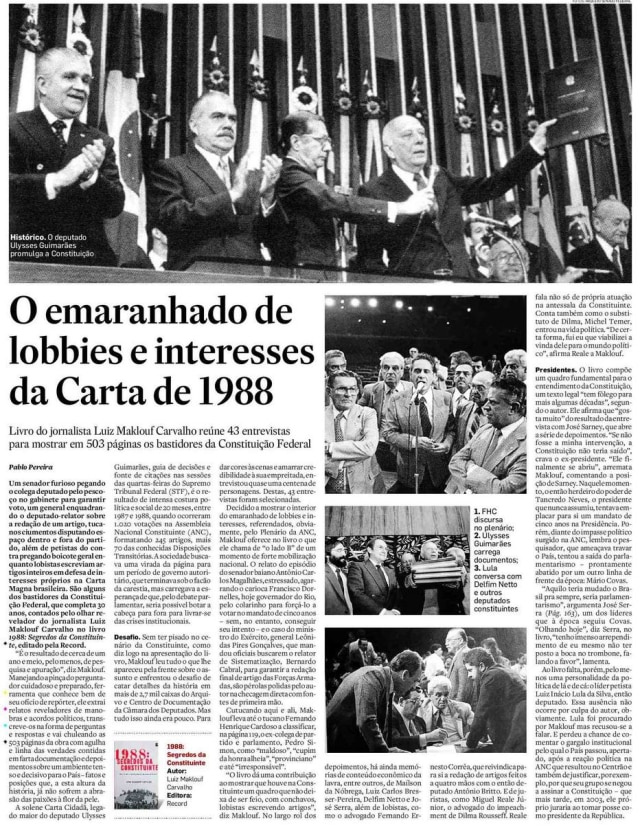 Acervo Estadão Reportagem sobre livro Luiz Maklouf Carvalho