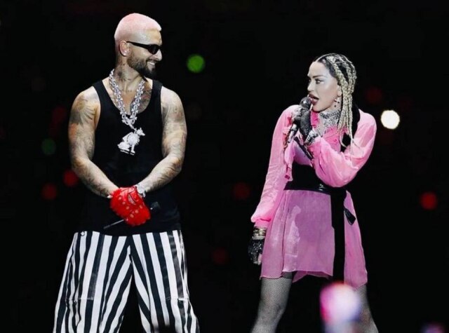 Instagram/@madonna Madonna participou de show de Maluma na cidade de Medellín, na Colômbia.