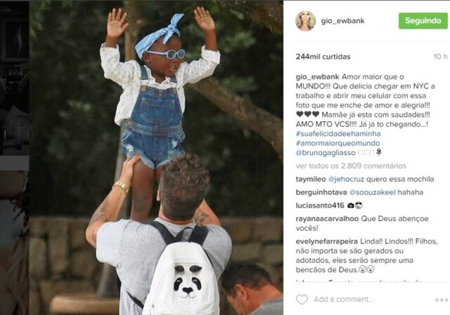Reprodução/Instagram Bruno Gagliasso e a filha Titi dão um passeio na tarde de quarta-feira, 7.
