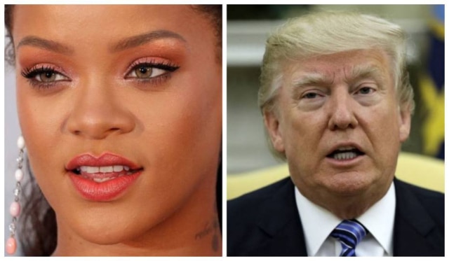 Charles Platiau/Evan Vucci/AP A cantora Rihanna e o presidente dos EUA, Donald Trump.