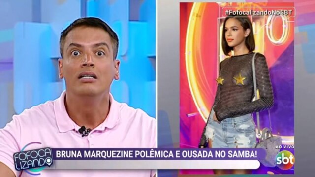 Reprodução de 'Fofocalizando' (2019) / SBT Leo Dias comenta sobre Bruna Marquezine em edição do 'Fofocalizando'.