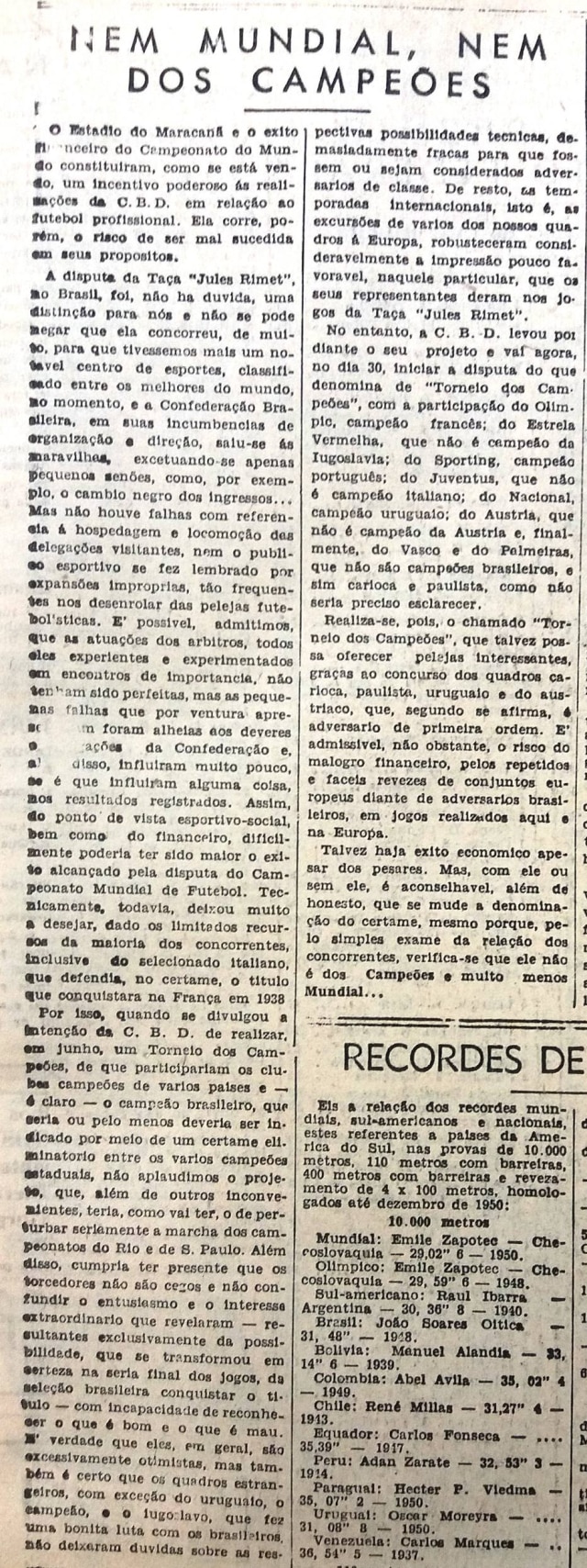 Nem mundial, nem dos campeões, publicou o Estadão sobre o campeonato ganho  pelo Palmeiras em 1951 - Notícias - Estadão