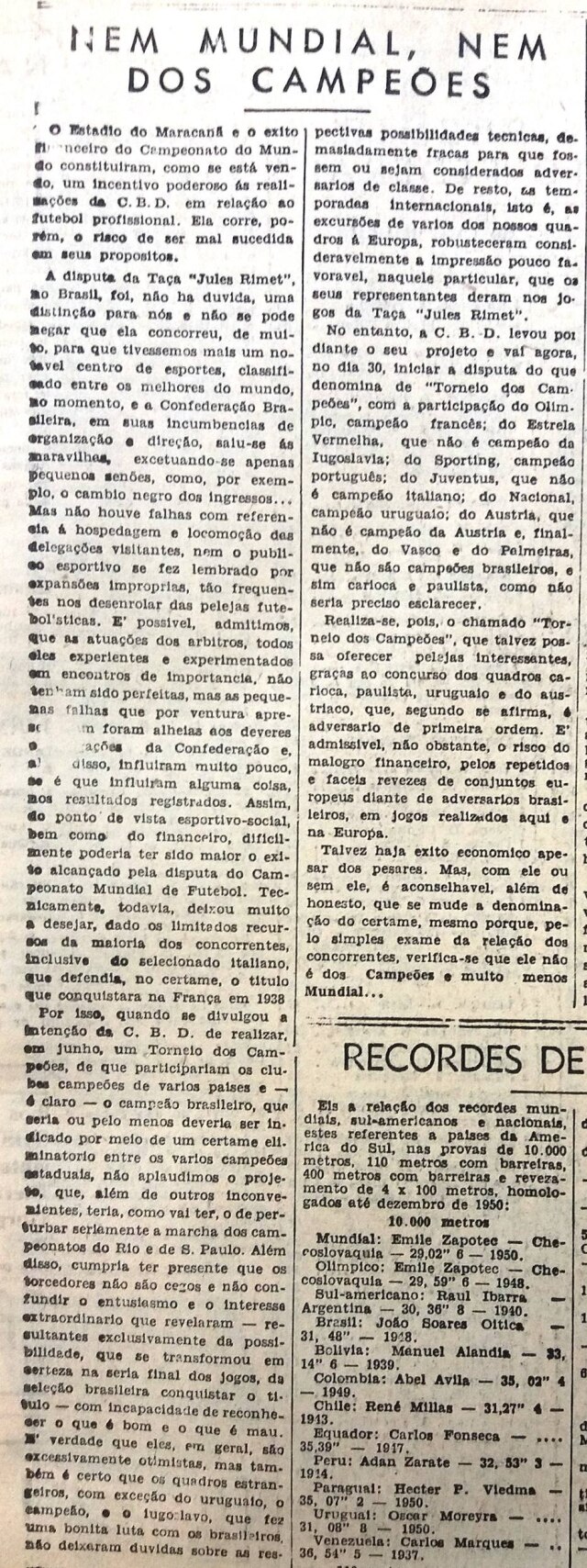 Palmeiras Campeão Mundial 1951 - Jornal Nacional 