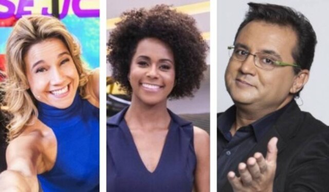 Victor Pollak / Globo / Divulgação | Fábio Rocha / Globo / Divulgação | Edu Moraes / Record TV / Divulgação Fernanda Gentil, Maju Coutinho e Geraldo Luís