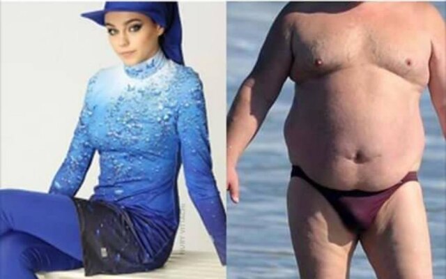 Reprodução Twitter Legislação de cidades francesas levanta polêmica sobre trajes de praia