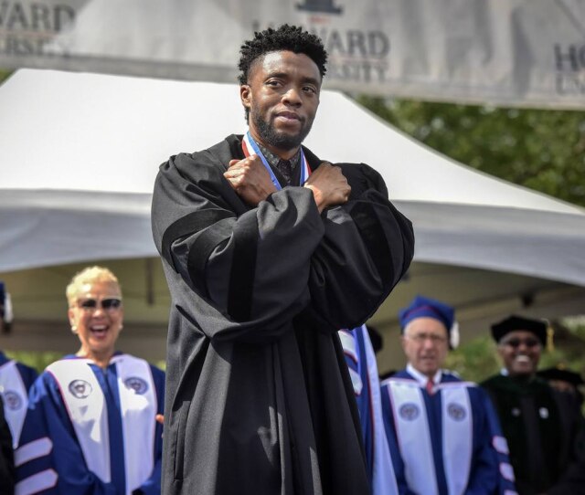Washington Post/Bill O'Leary Cerimônia que anunciou a bolsa de estudos fornecida pela Netflix para homenagear o ator e ex-aluno da Howard University, Chadwick Boseman, em 2018.